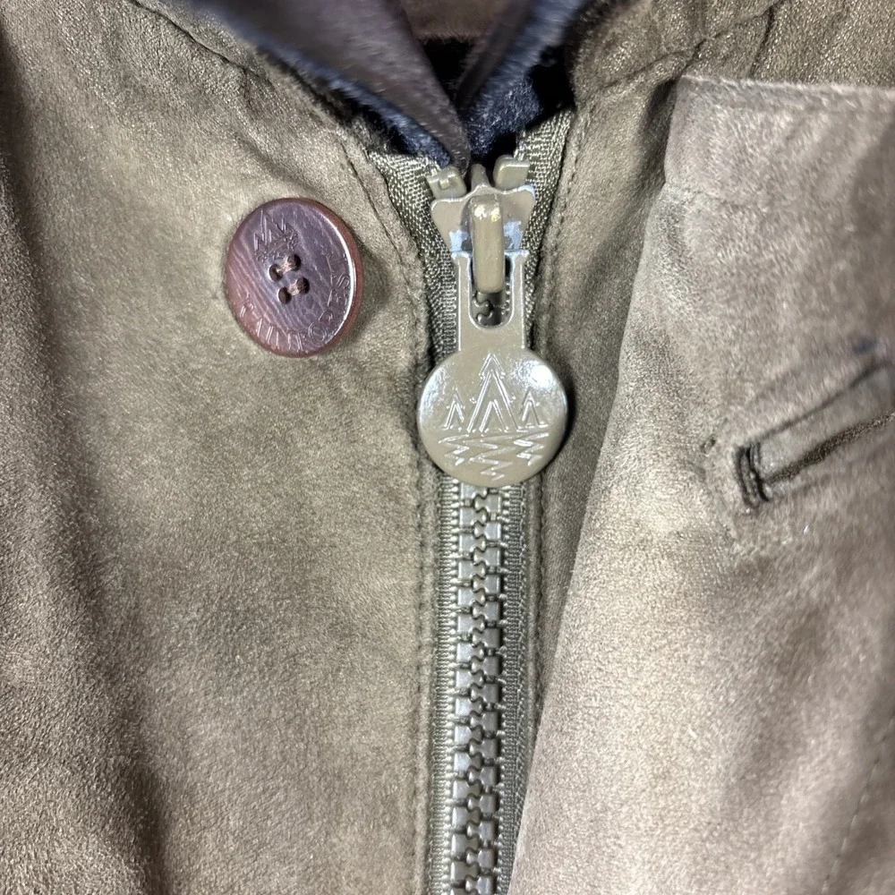 Rainforest Suede Bomber Jacket Mens‎ M Full Zip Stand Up Collar w/ Liner EUC